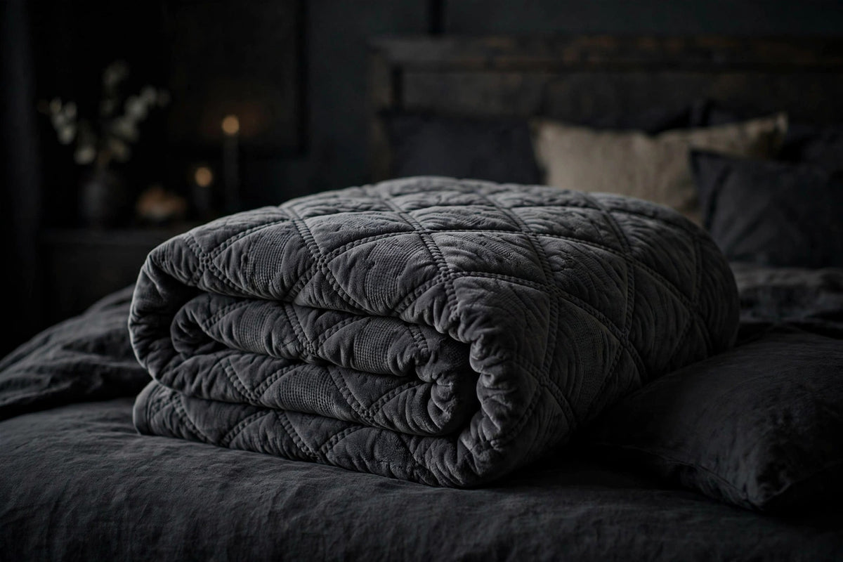 KAVRYNEX Weighted Blanket folded on a bed